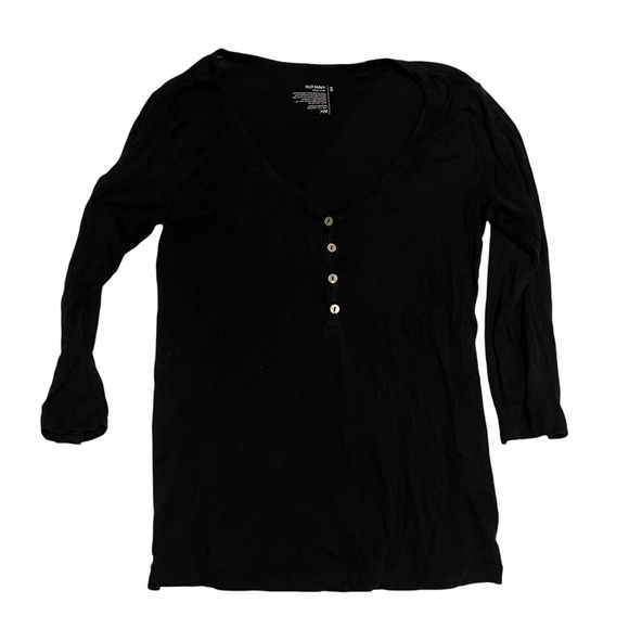 Old Navy Tops - 100%‎ Cotton Old Navy Womens Black Long Sleeve Henley Top Shirt Size S
